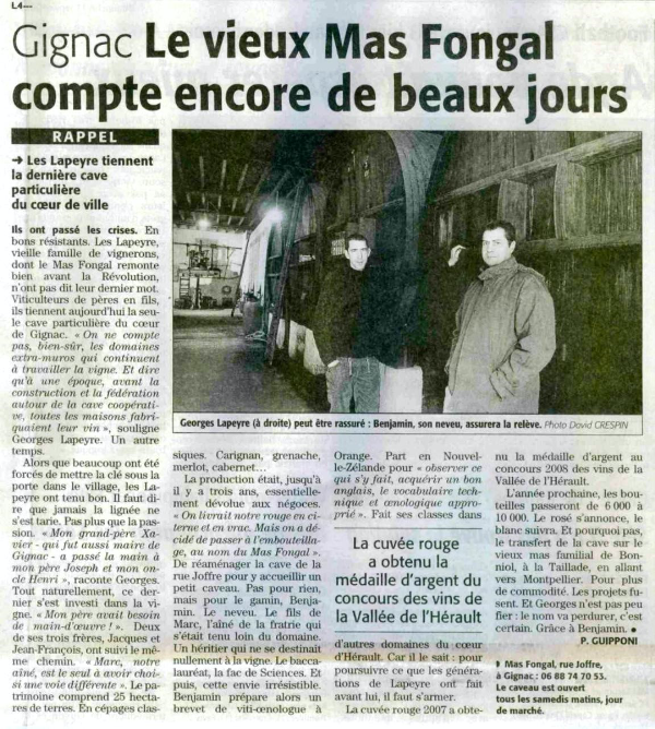 midilibre2 mas fongal, gignac